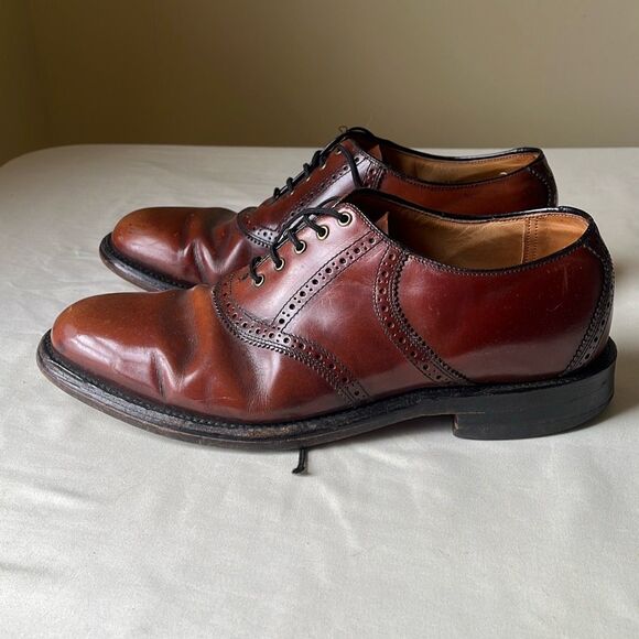 Vintage USA Leather Oxford Dress Shoesβ 10.5 Mahogany Brown - Picture 5 of 10